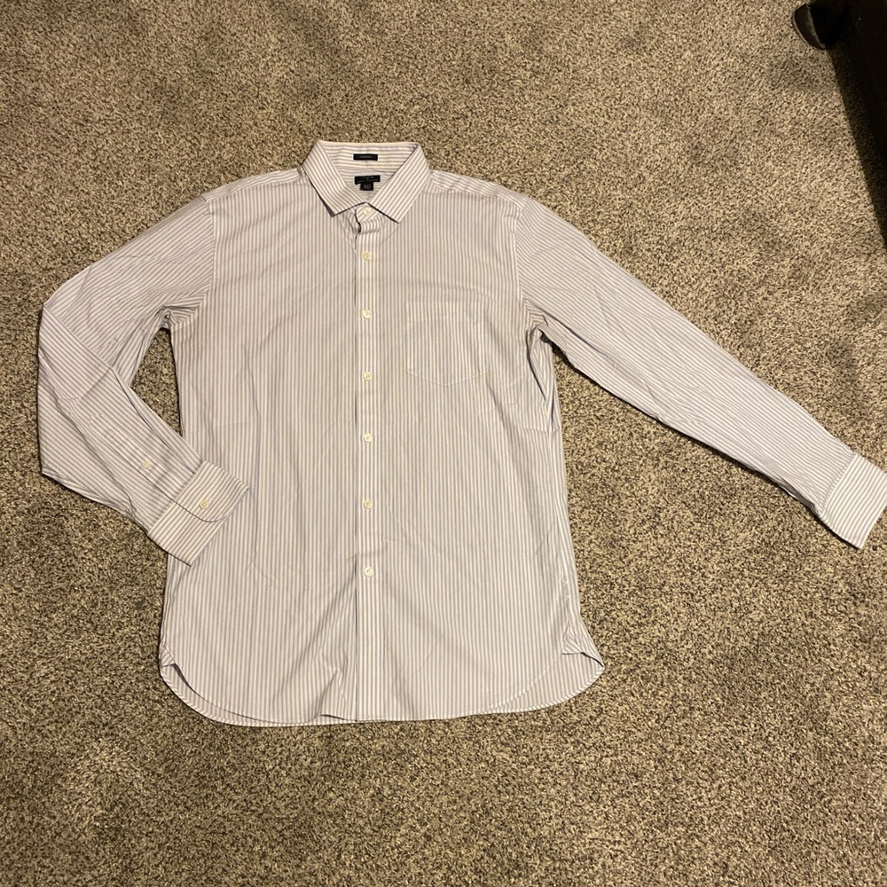 J. Crew Men's Blue Striped Dress Shirt
